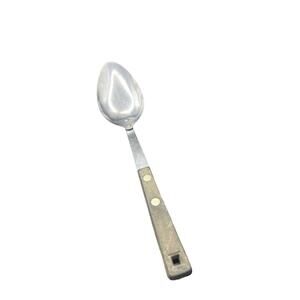 Vintage Household Stainless Steel Serving Spoon Brown Handle Made In USA 11 1/2